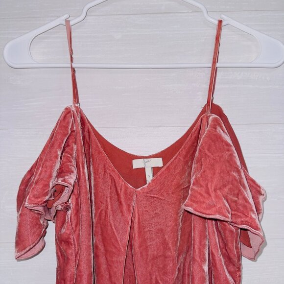 Joie Women's Pink Short Sleeve Cold Shoulder Velvet Cami Top size small - Picture 4 of 7